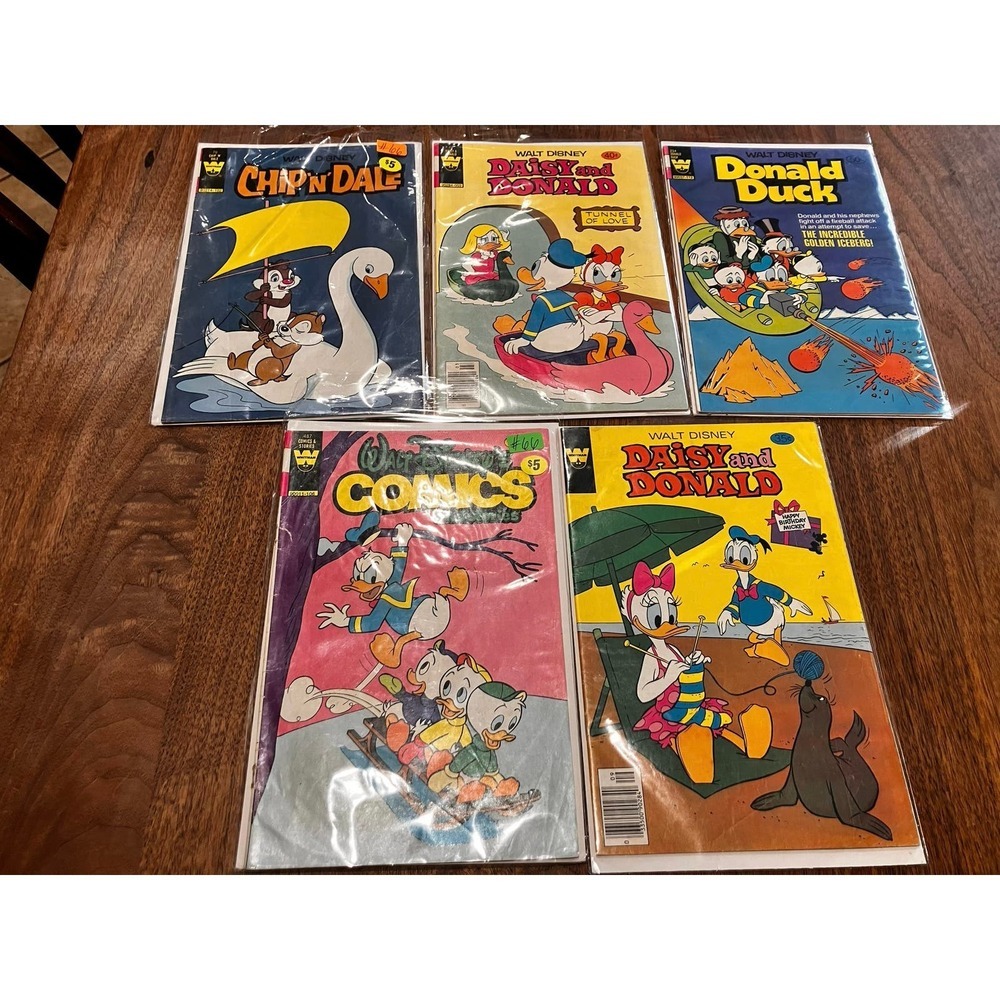 Walt Disney Comics VTG‎ Donald Chip Dale Scrooge Huey Lot of 5